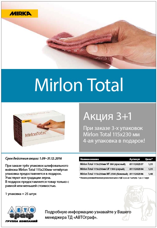 Акция от MIRKA 3+1 Mirlon Total